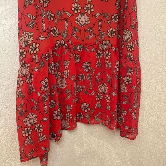 For Love And Lemons Country Western Asymmetrical Red Floral Pia Midi Skirt Size - Picture 7 of 11